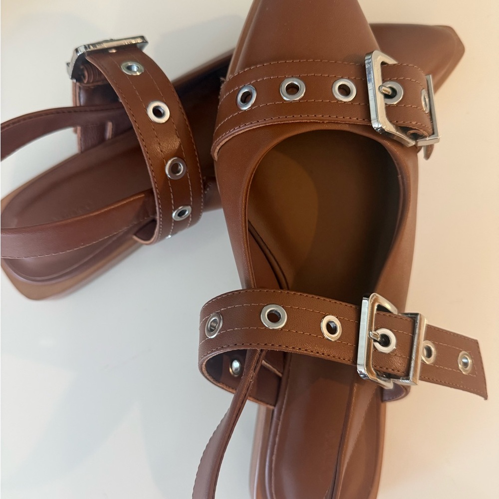 Elegant Brown Quince Flats with Buckle Accents
